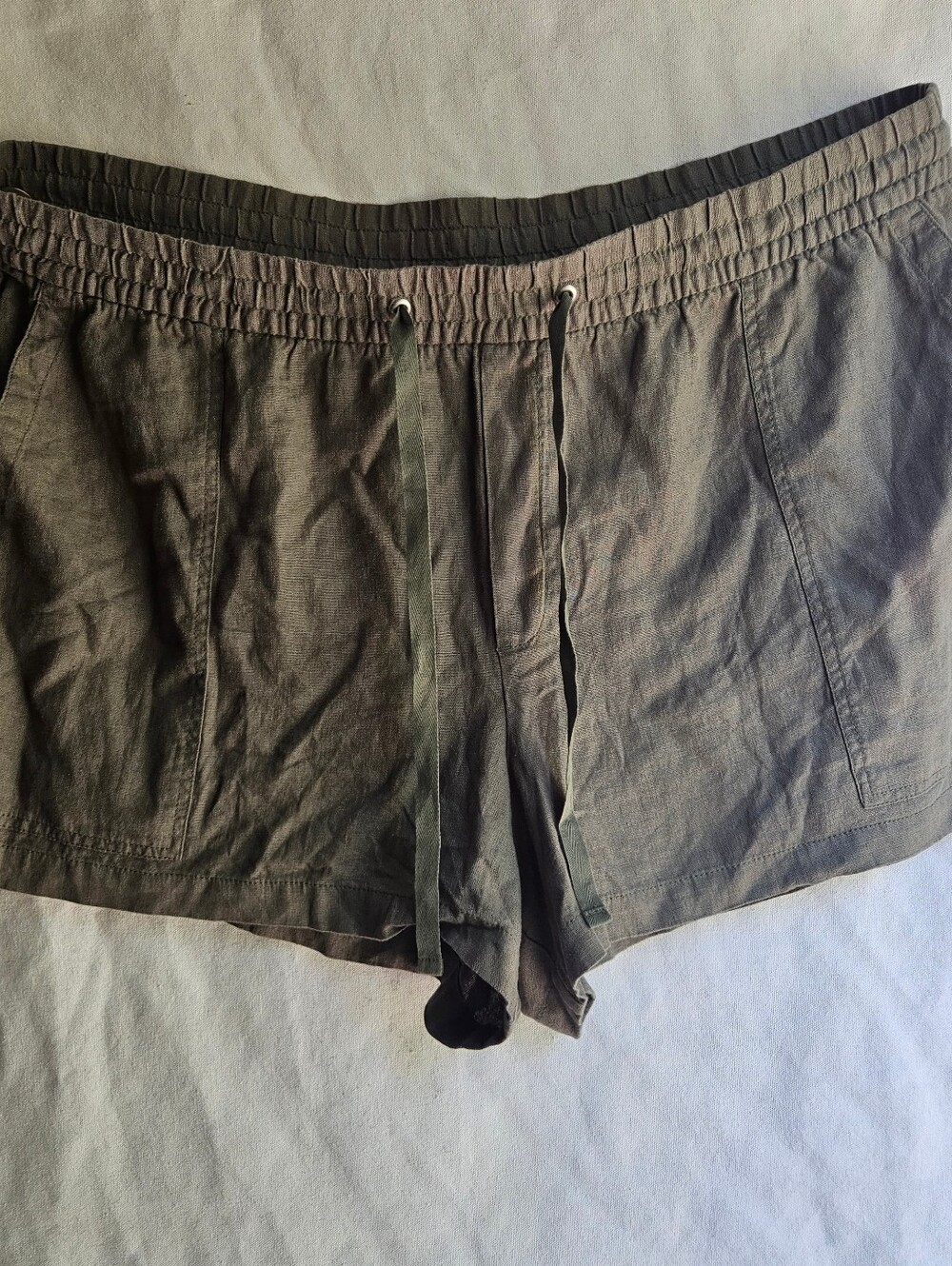 NWT Women's Green Linen Blend Pull-On Shorts XXL